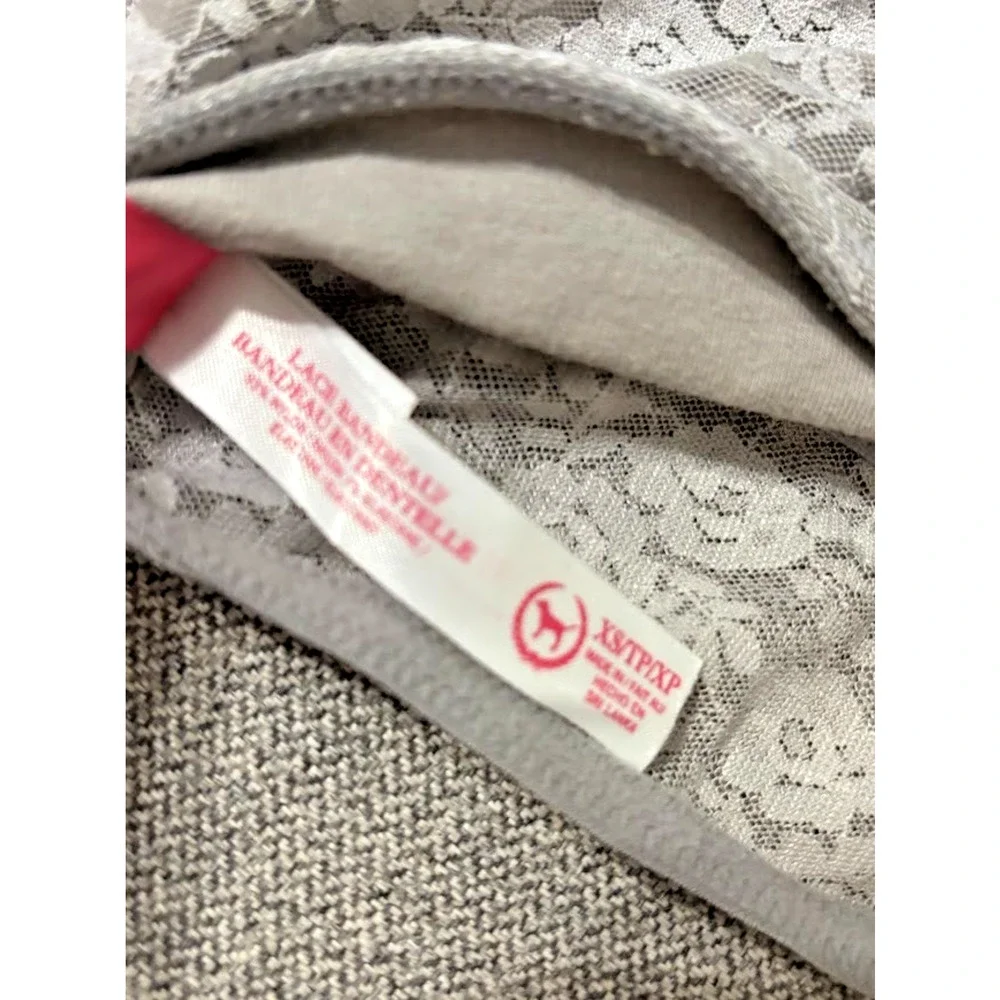 Victoria's Secret LOVE PINK Lace Bandeau Gray Strapless Bra Size XS Extra Small